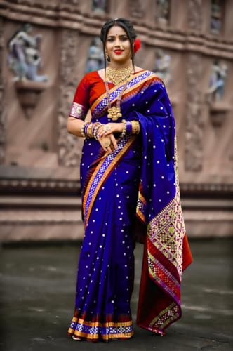 Image of NEW COLLECTION Women's Odisha Handloom Sambalpuri Pata Saree Temple Border Pasapalli Bomkai Buti Boyanika Design Saree Banarasi Soft Papa Silk Simple Ethnic Orissa Sari with Blouse Piece