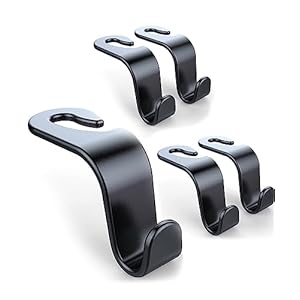 Guokoo Auto Hooks, 4 Pcs Car Storage Organiser Bag Hooks, Car Seat Headrest Hanger for Hang Bag Handbag Plastic Multifunctional Heavy Duty Storage Hooks (Black)