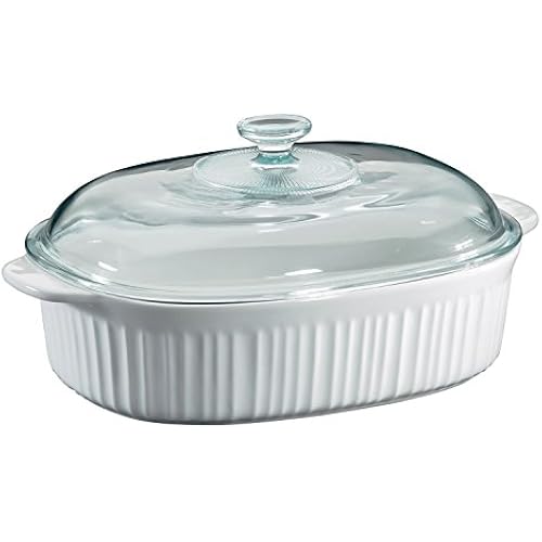CorningWare 4-Quart French White Oval Casserole with Glass Lid