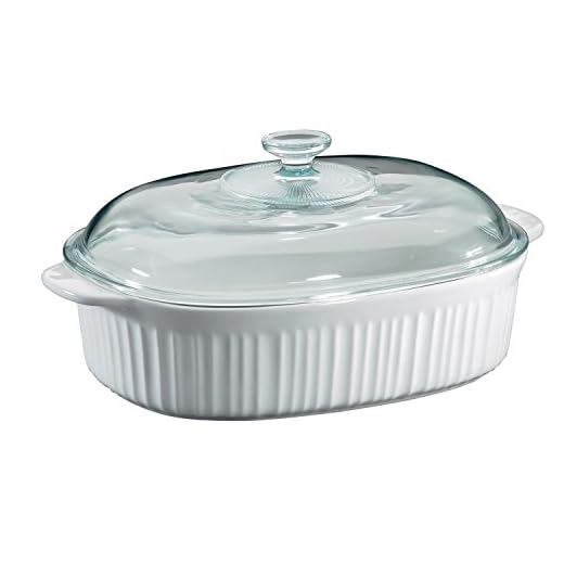 CorningWare French White 4 Quart Oval Casserole W/Glass Cover