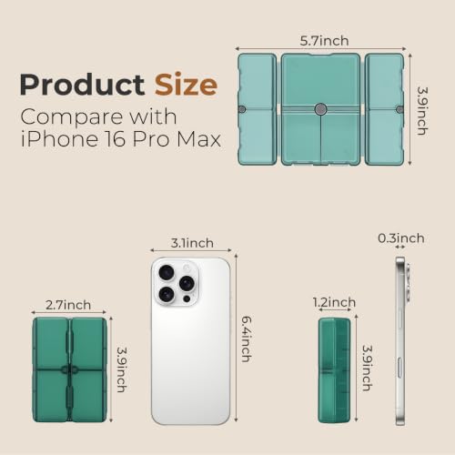 Image of FYY Travel Pill Organizer,7 Compartments Pill Box Medicine Case-Deep Green