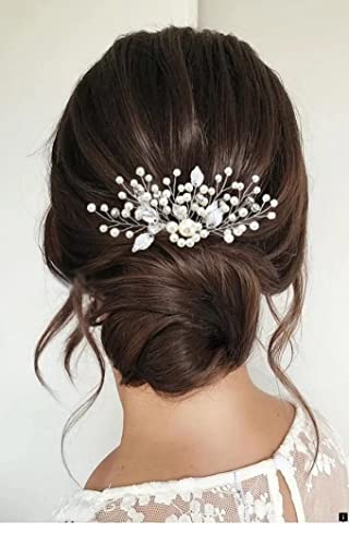 Yean Pearl Bridal Hair Comb Silver Leaf Wedding Hair Piece Crystal Hair Accessories For Women And Girls #TOP5