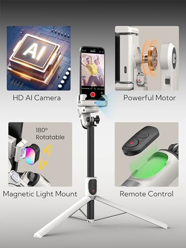 Trípode de teléfono celular Android iPhone con seguimiento facial automático de 360 grados 6