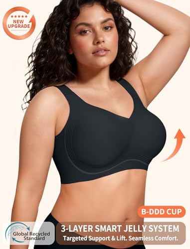 PoseFree Womens Seamless Wireless Supportive Bra Push Up Comfort Soft No Underwire Full Coverage T-Shirt Bra - Image 4