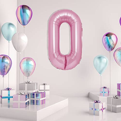 40 Inch Giant Macaron Pink Number 0 Balloon, Helium Mylar Foil Number Balloons For Birthday Party, Birthday Decorations For Kids, Anniversary Party Decorations Supplies (Macaron Pink Number 0) #TOP3