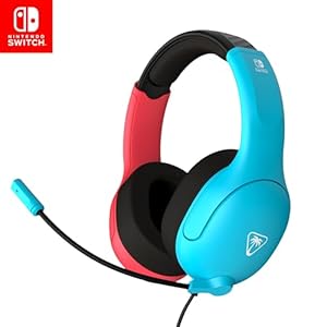Turtle Beach Airlite Fit Wired Gaming Headset: Officially Licensed for Nintendo Switch, Nintendo Switch Lite & OLED Model – Flip-to-Mute Mic, Over-Ear Comfort Cushions, 40mm Speakers – Neon Blue & Red