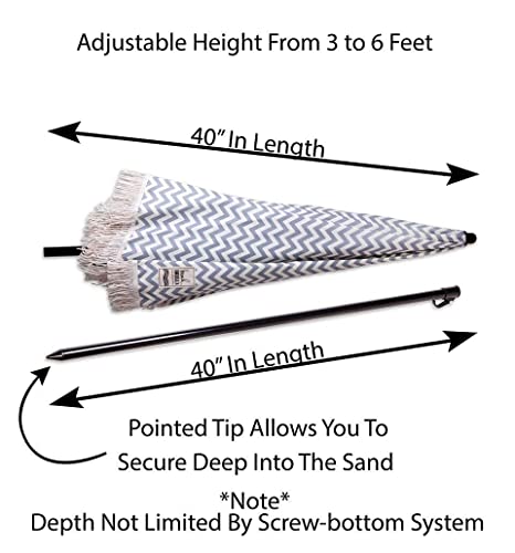 Beach Umbrella For Sand – Best Beach Umbrella Windproof With Sand Anchor Portable Sport Umbrella, Fringe, Denim Beach Umbrella Bag, Features Pointed Bottom & 100% Uv Sun Protection – Bahama(Regatta) #TOP4