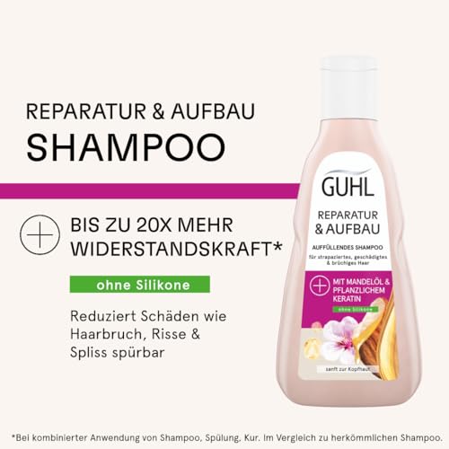 Guhl Tiefen Aufbau Shampoo - Inhalt: 250 ml - Reparatur für geschädigtes Haar - Haartyp: vielseitig strapaziert, geschädigt - Regeneriert die Haarfaser – Dermatologisch bestätigt
