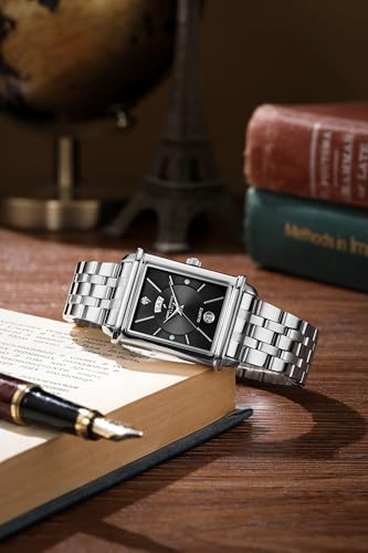 Image of Daniel Hechter Paris Etoile Collection Watch for Men Analog Watch - Rectangular Dial with Day & Date Display, Stainless Steel Strap, Quartz Movement