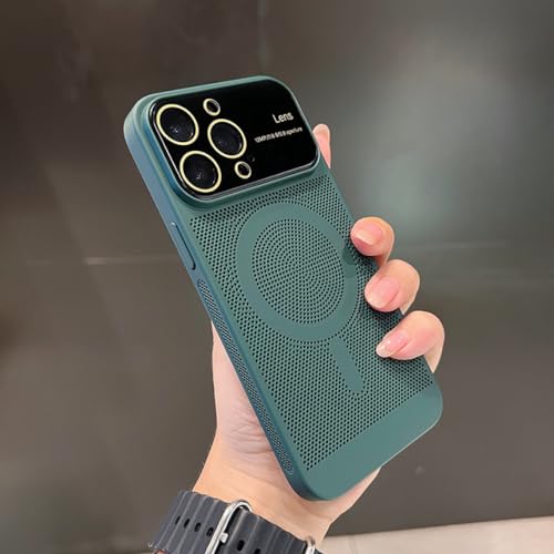 Refroidissement iPhone 14 Pro Max étui métal rigide vert foncé anti choc
