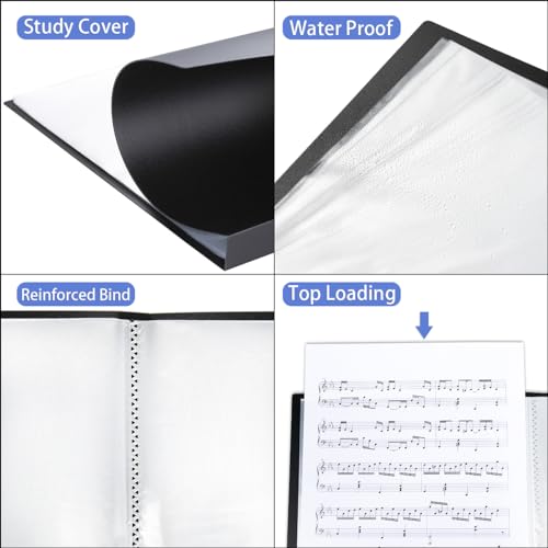 40-Pocket Binder with Plastic Sleeves 8.5x11”, 2 Pack Portfolio Binder, Black Presentation Folders Totally 160 Pages Display Book Finder for Organizing Documents Certificates - Thumbnail 4