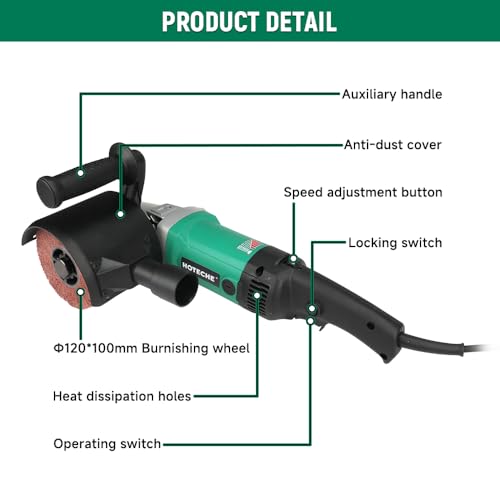 Hoteche 1300W Satiniermaschine - 1000-3000rpm, 6-stufig, Grün, Farbige Verpackung
