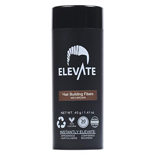 ELEVATE Hair Fibers 100% Natural Keratin Hair Fibers Instantly Thickens Thinning or Balding Hair for Men and Women - Natural Hair Loss Concealer (40 Gram, Medium Brown)