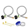 ABYDA 20 Inch RV Propane Hoses with Gauge 2 Pack, Stainless Steel Braided Camper Tank Hose, RV Propane Hose for Standard Two-Stage Regulator, 40Lb 250PSI, 1/4" Male NPT/QCC1 Type1 Inlet