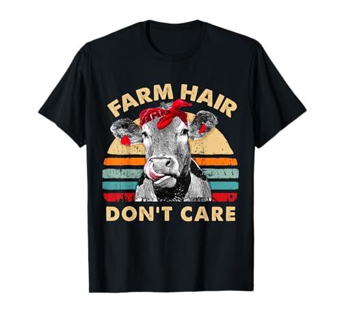Farm Hair Don't Care T-shirt vintage Motif vache T-Shirt