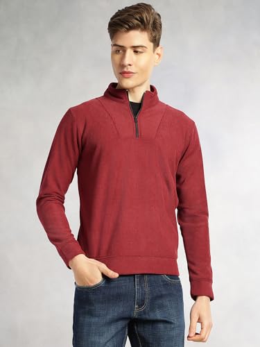Image of Thomas Scott Men's | Regular Fit | Long Sleeves | High Neck | Solid | 100% Polyester | Knitted | Sweatshirt | Dry Clean Only