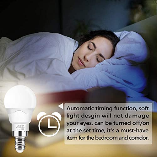 Unisun E14 led-gloeilamp met wisselende kleuren, dimbaar, equivalent aan 40 W, 2700 K RGB schroefgloeilampen met afstandsbediening, warmwitte energiebesparende nachtlamp (verpakking van 2 stuks) - Image 5