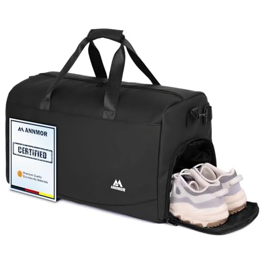 ANNMOR Bolsa Deporte Hombre, 57L Gym Bag con Compartimento para Zapatos y Separación Húmedo/Seco