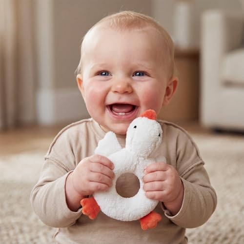 Image of Karenhi Goose White Stuffed Animal Little Stuffed Animal Praying Baptism Soft Plush Snuggle God's Toy Embroidered Religious Gifts for Boys Girl Baby Shower Mom Barnyard Nursery Decor Doll Toy