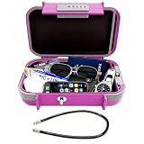 Eikovia Portable Lock Box with Code–Small Travel Safe Lock Box for Phone, Keys & Cards–Waterproof ABS Plastic Security Box with Adjustable Steel Cable–Perfect for Beach, Outdoor & Travel,Pink