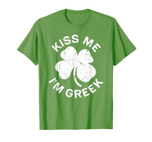 Kiss Me I'm Greek Shirt Irish Men Women Kids St Patricks Day T-Shirt