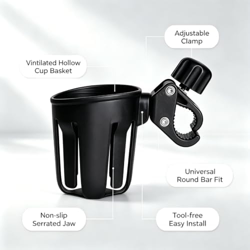 Adjustable Handlebar Cup Holder 360° Rotatable for Bike, Stroller, Scooter — view 8