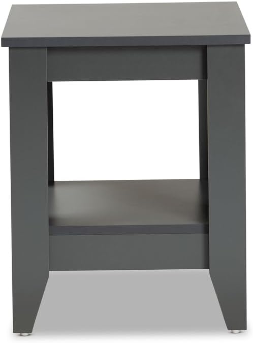 HomeStock Grey Wood End TableModern Living Room Side Table with Shelf19.7" x 15.75" x 15.75"