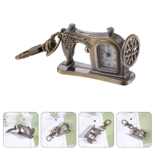 Kichvoe Schlüsselanhänger mit Quarzuhr aus Zinklegierung und Kunststoff 2 Stück Pack im Vintage Nähmaschinen Design Feine Handwerkskunst Praktischer Schlüsselhalter für Damen und Herren-7