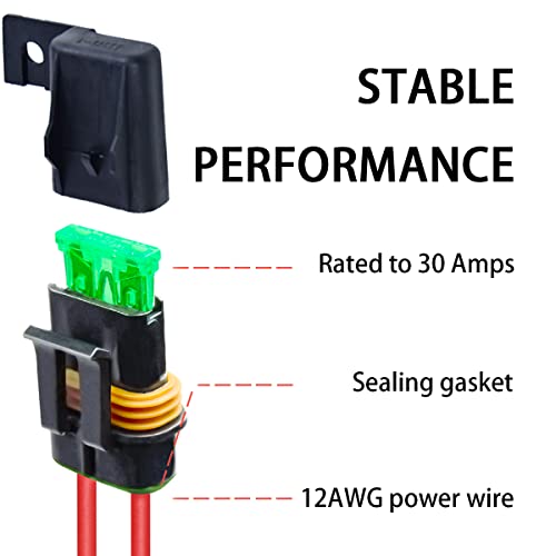 Inline Fuse Holder, 6 Pack Waterproof 12Awg Gauge Wiring Harness Atc/Ato 30 Amp Blade Fuse Holder For Vehicle, Marine, Heavy Duty Bus Power System #TOP1