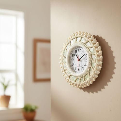 Image of Wall Clock for Hall White | Large Decorative Wall Clock for Home | Elegant Modern Design | Silent Non-Ticking Wall Watch for Living Room, Bedroom & Office