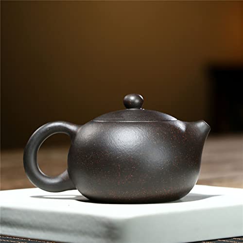 Image of Chinese Clay Teapot 6.7Oz Handmade Xishi Zisha Tea Pot Black Gold Sand Spherical Filter Kungfu Tea Set