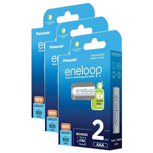 Eneloop - Batteria Ricaricabile Micro Aaa 800 Mah, 3 X 2 Pezzi