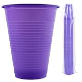 JEVOLVE 100 Pcs Disposable 5 oz Plastic Cups | Disposable Drinking Cups Multi Color | Double-Coated for Durability Embossed Grip Cups for Office Medical & Event Use | Purple