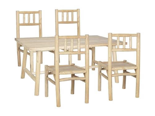 Vente-unique - Salle à Manger de Jardin en Teck : la Table L.180 cm et 4 chaises - Naturel Clair - Tulum de MYLIA