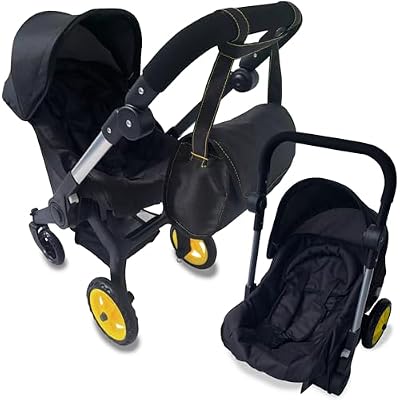 Baby Doll Car Seat Stroller Combo – Convertible 2 in 1 Doll Stroller and Car Seat for Kids – Fits Up to 20” Dolls – Play Toy Baby Stroller with Adjustable Handle for Girls Toddlers All Ages (Black)