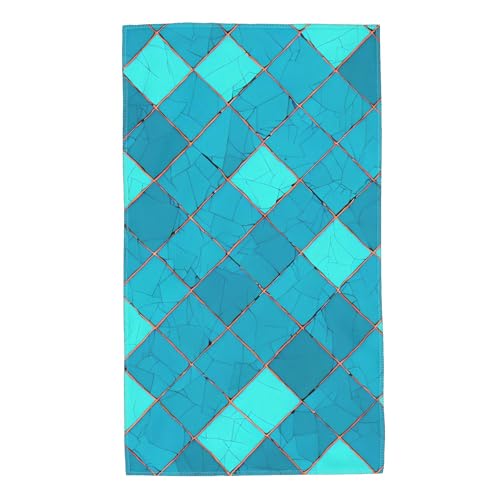 MANTAIYUAN Turquoise Print Hand Towels for Home and Kitchen, Multipurpose Decorative 13.8x29.5 in Fingertip Towel Teal Blue Plaid Washcloths Bathroom Accessory