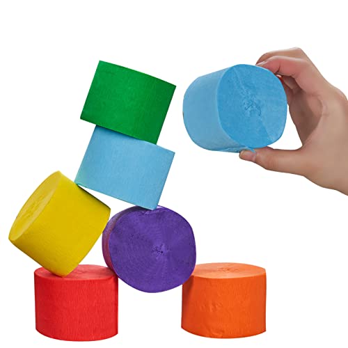 Crepe Paper Rolls 6 Rolls Total 492Ft Crepe Paper Streamers,Hitsuki Crepe Streamers Papel Crepe Colorful Paper Streamers For Birthday Baby Showers Weddings Party Decorations,Rainbow #TOP4