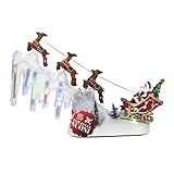 Avilia Trineo navideño con Luces LED y música en Movimiento, 29 x 6 x 29 cm (Largo x Ancho x Alto) para decoración navideña de casa y pueblos de Navidad, Funciona con Pilas, Escena giratoria con