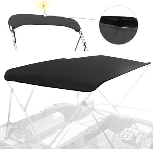 Bimini Top Replacement Canvas With Storage Boot - 6' Length, 54-60" Width, Waterproof 900D Fabric, Zipper Sleeve, Light Hole