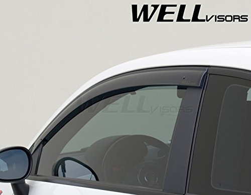 Wellvisors Replacement For 2012-2019 Fiat 500 & 500C Clip-On Smoke Tinted Side Rain Guard Window Visors Deflectors 3-847Fa001 #TOP2