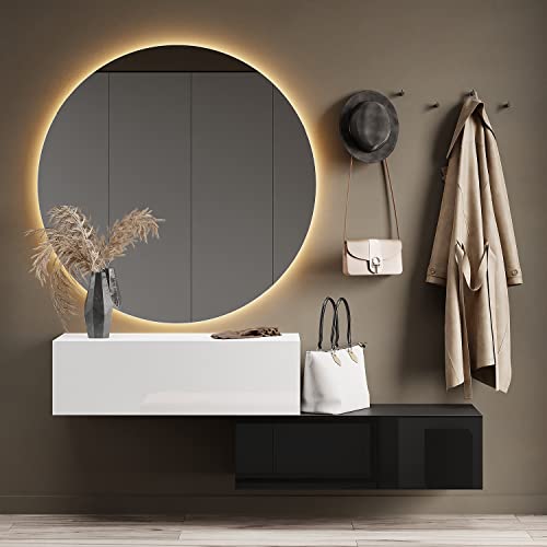 Planetmöbel Flur Möbel Garderobe Hängeschrank 2X 100 cm Schwarz/Weiß, Kompaktgarderobe mit Klappe als Stauraum, Wandgarderobe hängend oder stehend, 37,8T x 100B x 32,5H cm