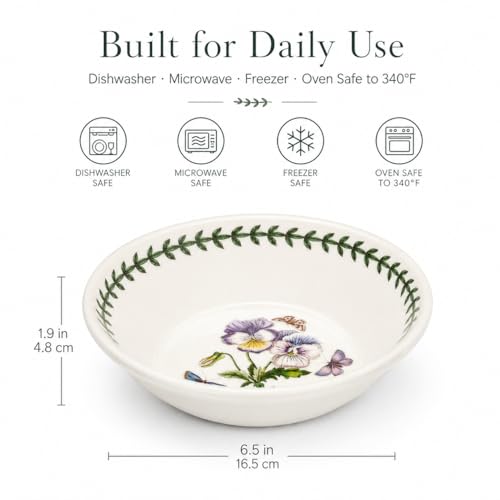 Image of Portmeirion Botanic Garden Oatmeal /Soup Bowls, Set of 6 Assorted Motifs