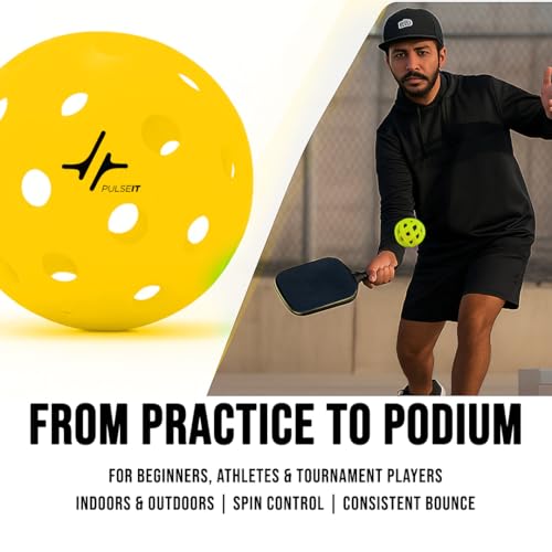 Image of PulseITRally Outdoor Pickleball Balls Set of 6 | 40 Precision Holes, Stable True Flight & Consistent Bounce | Durable High Visibility Pickle Balls for Training, Practice & Competition | Yellow