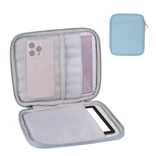 Padded Sleeve Pouch for 6-7 Inch eBook/E-Reader/Kindle Paperwhite/Kindle Oasis (Misty Blue-PU)