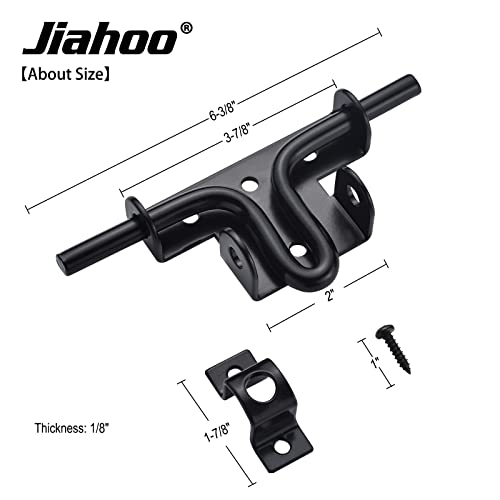 Jiahoo Slide Bolt Gate Latch, Heavy Duty Door Lock With Padlock Hole, Sliding Bolt Latch Hardware For Wooden Fence, Shed Door, Pvc Fence, Barn Door, Thickened Steel, Black Finish #TOP4