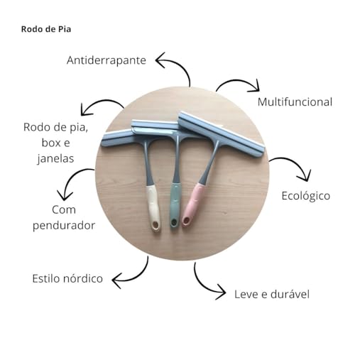 Kit 2 Suportes Inox Adesivo 3M, 1 Rodo de Pia e 3 Panos de microfibra Pia : Cozinha, Banheiro e lava