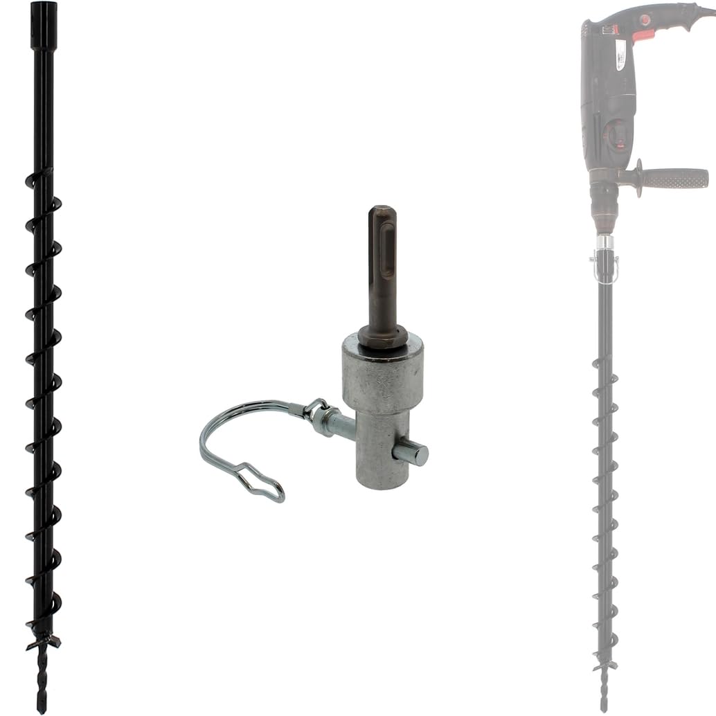 Mèche de tarière Ø 40 mm avec adaptateur perceuse et perforateur SDS-plus