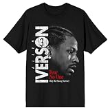 Allen Iverson Men's Short Sleeve Graphic T-Shirt Fear No One Portrait Front Print Number 3 Back Graphic-3XL Black