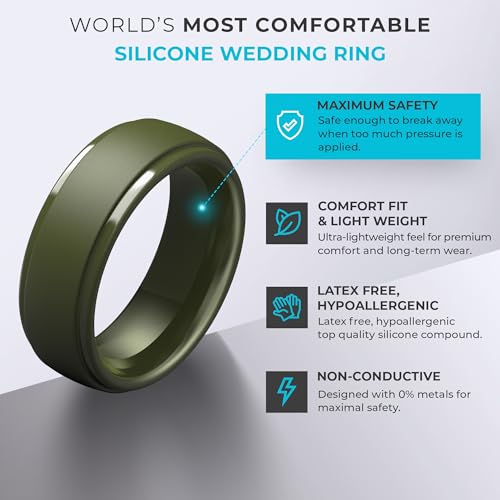 image for ThunderFit Silicone Men’s Wedding Rings, 10mm Wide 2.5mm Thick Rubbe