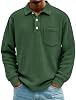 Camisas Polo de Manga Larga de Pana a Rayas con Bolsillo para Hombre 7